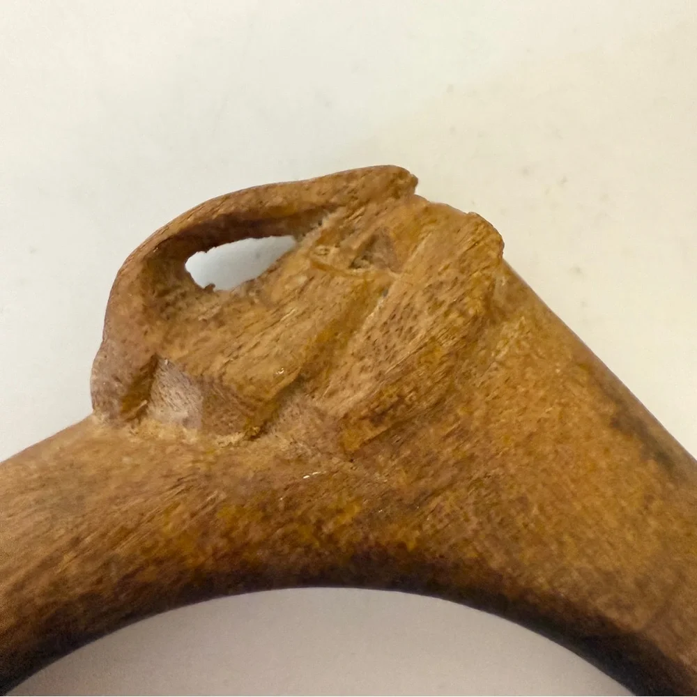 Vintage Hand Carved Elephant Wood Bracelet Animal Bangle‎ Boho Hippie Nature Tan - Picture 3 of 5